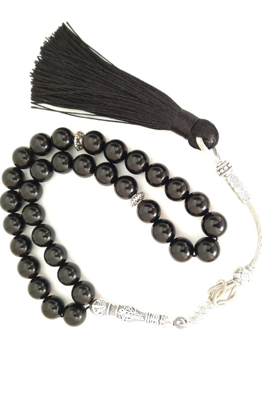 Prayer Beadds Tasbeeh Natural Natural Onyx with Black Tassel - Image 2
