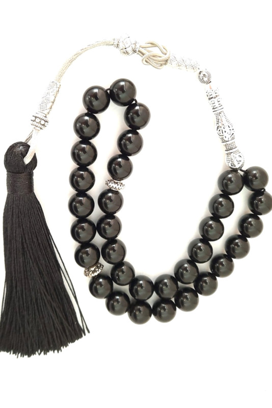 Prayer Beadds Tasbeeh Natural Natural Onyx with Black Tassel - Image 3