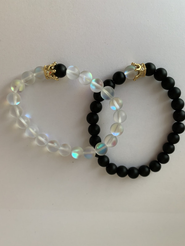 Couples bracelet onyx luminous quartz crown - Image 2