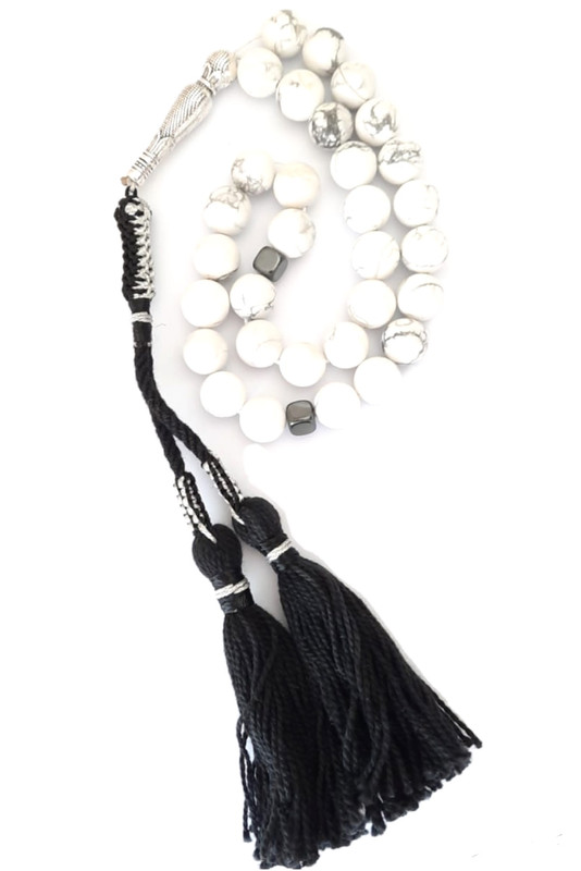Misbaha Masbaha Hawlite with Black Tassel Prayer Beads - Image 3