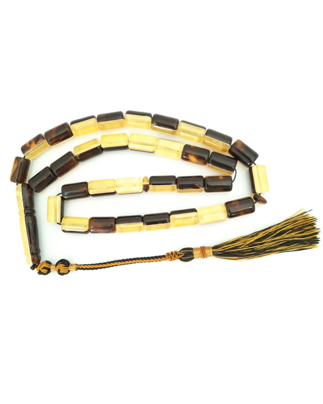 Prayer Beads Yellow and Brown Amber Sand Handmade Tassel - Image 3