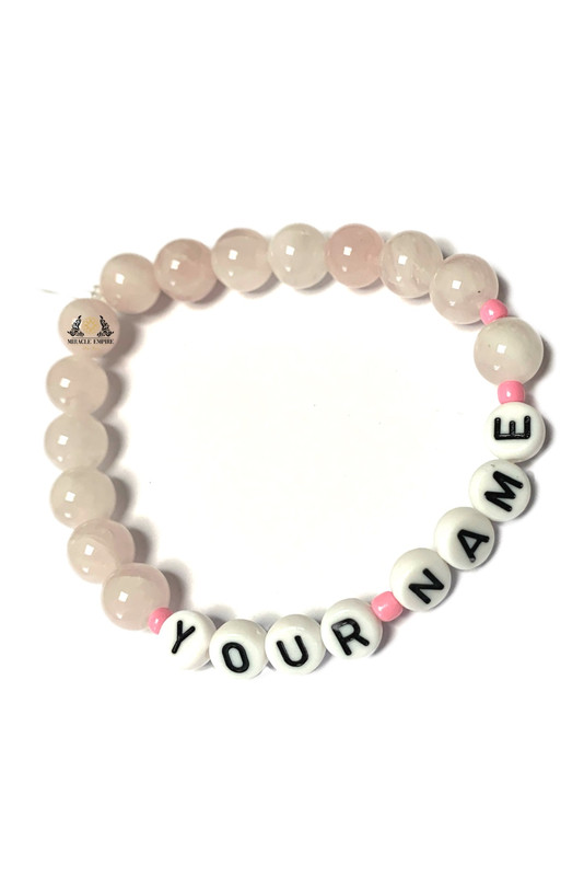 YOUR NAME Woman And Man Unisex Bracelet Natural Rose Quartz 10Mm - Image 2