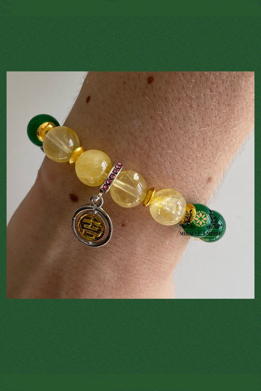 Money Coin Citrine And Jades Bracelet Powerful Feng Shui For Attraction Of Wealth Money Prosperity - Image 2