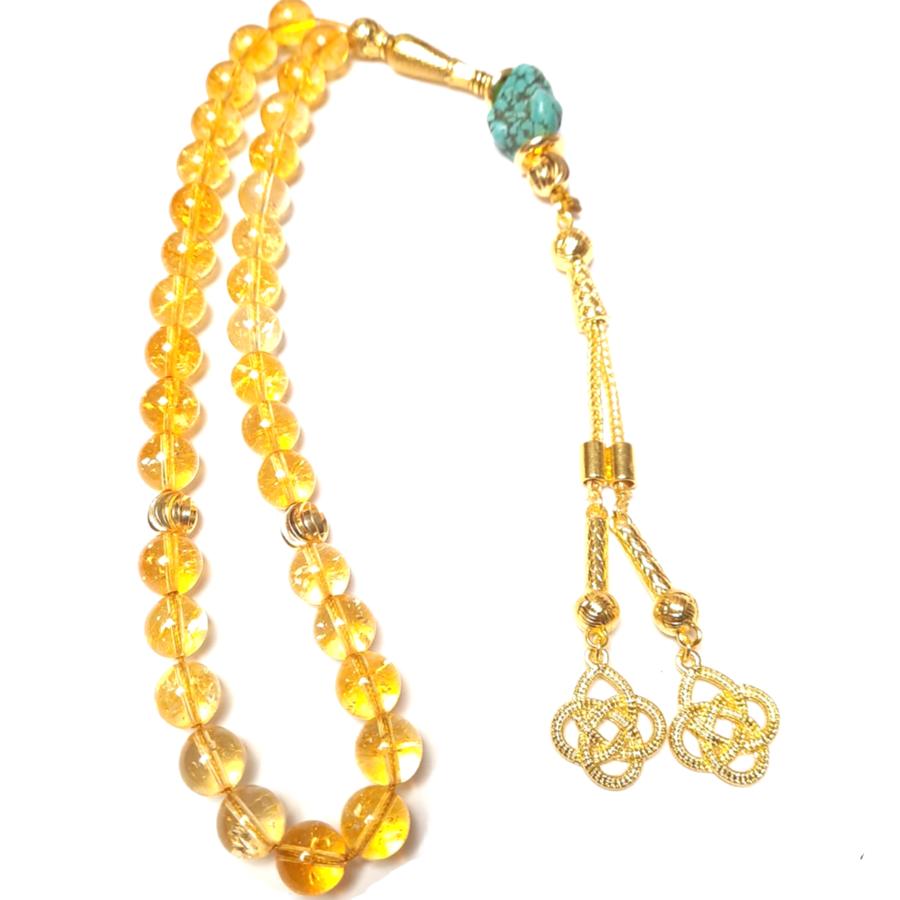 Prayer bead with natural and genuine citrine and turquoise used for manifestation and abundance - Image 2