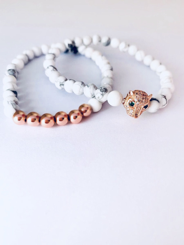 Hawlite zircons rose gold plated set - Image 2