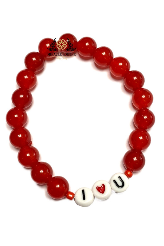 I Love You Woman Bracelet Man Unisex Handmade Of Natural Red Jades - Image 2