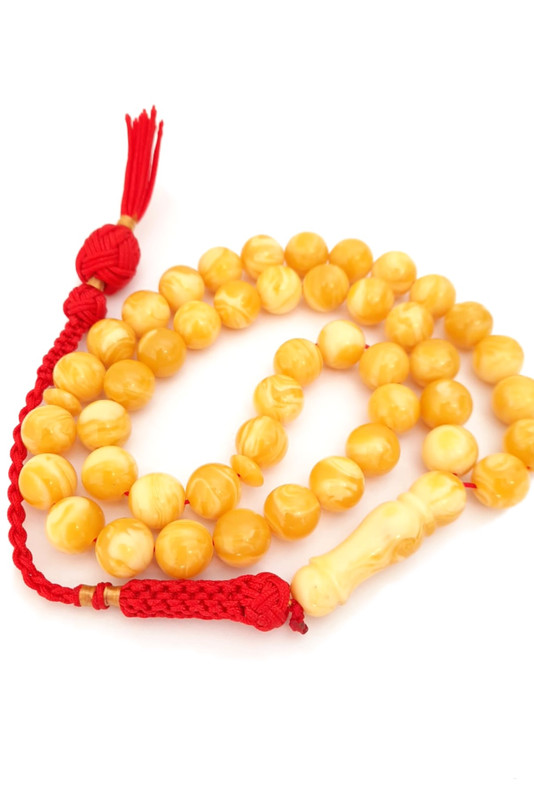 Prayer Beads Amber Sand Sunshine. Natural Amber Smell. Red Handmade Tassel - Image 2