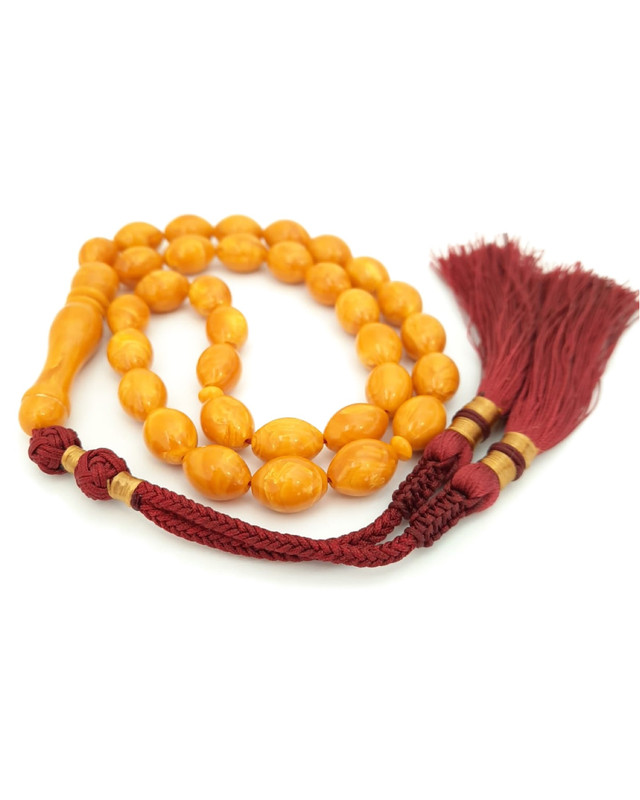 Amber Sand Prayer Beads Lighter Deep Orange Yellow Tasbih Misbaha Gifts for Him - Image 3