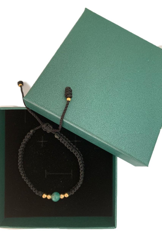 Emerald Emeralds Green Gift THE ONE JEWEL Handmade bracelet with antique solitaire beads natural Colombian Emerald 18k gold plated beads - Image 3