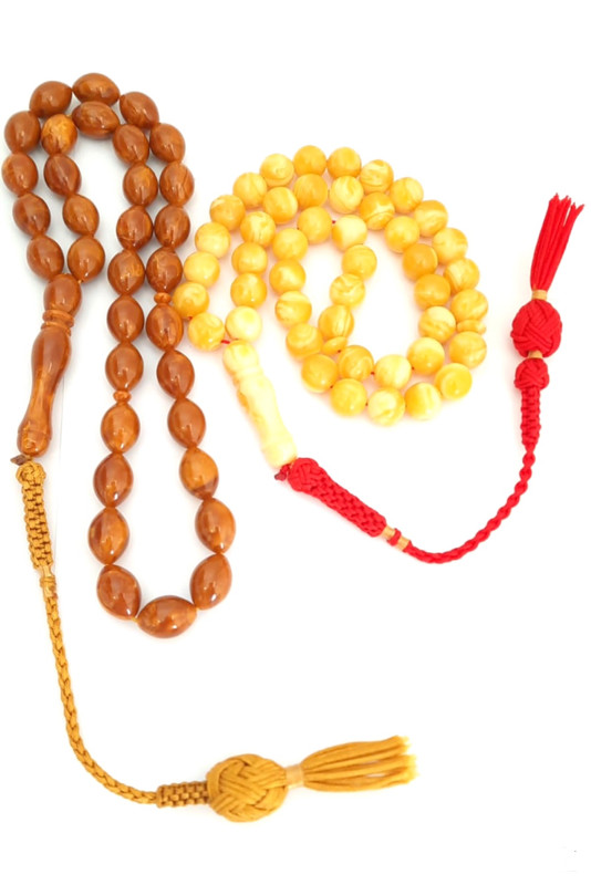 Prayer Beads Set, Amber Sand Honey and Sunshine. Natural Poland Amber Smell. Handmade Tassels - Image 3