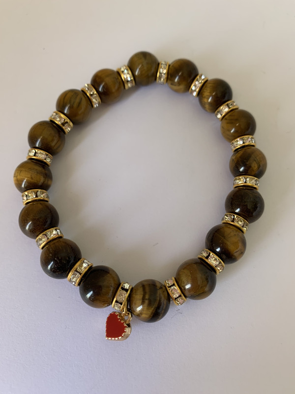 Tiger Eye, cristal dividers red heart 8mm - Image 3