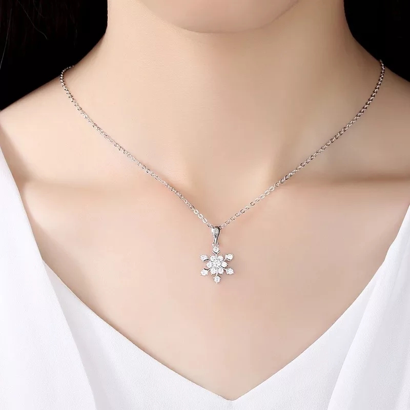 Chain Necklace Snow flake with zircons - Image 4
