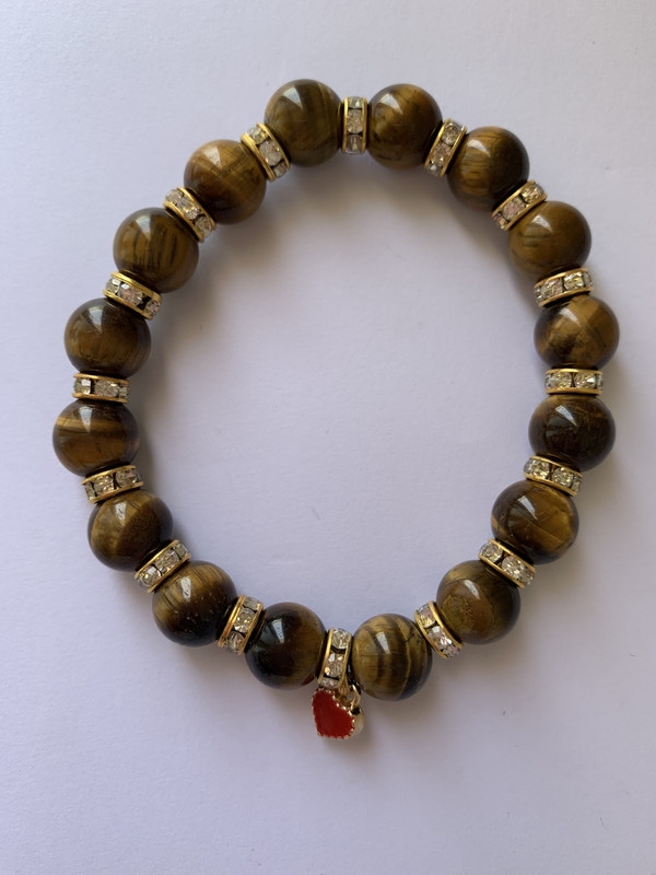 Tiger Eye, cristal dividers red heart 8mm - Image 4