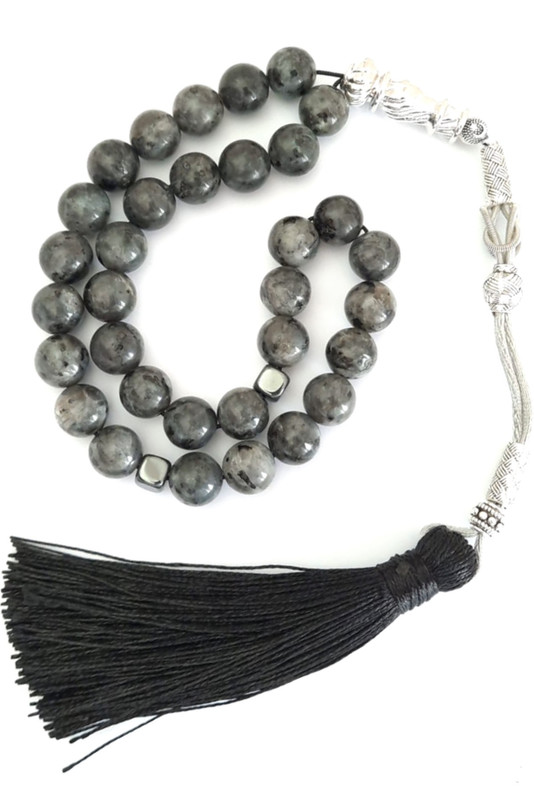Prayer Beads Labradorite with Black Tassel Protection Eye - Image 3
