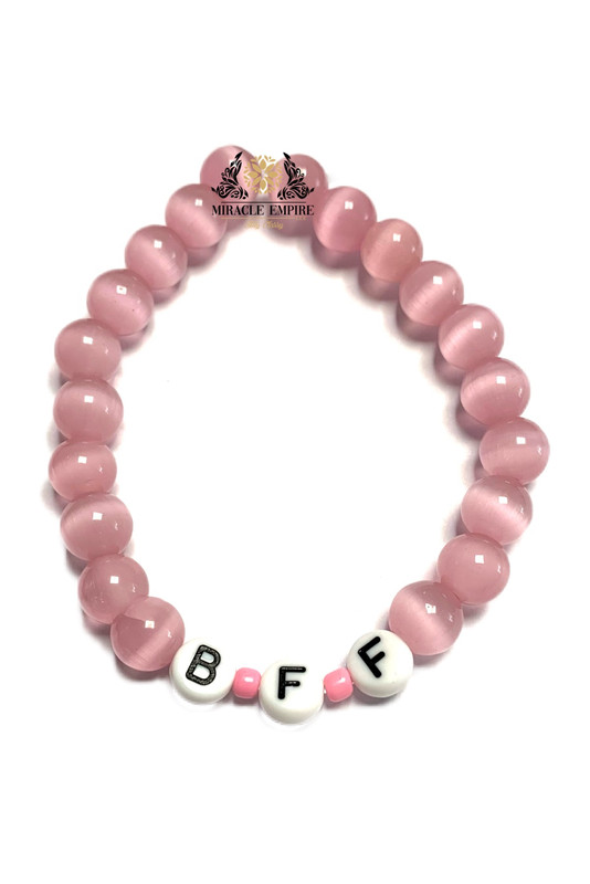 Bff Woman Bracelet Men Unisex Cat Eye Light Pastel Pink 8mm