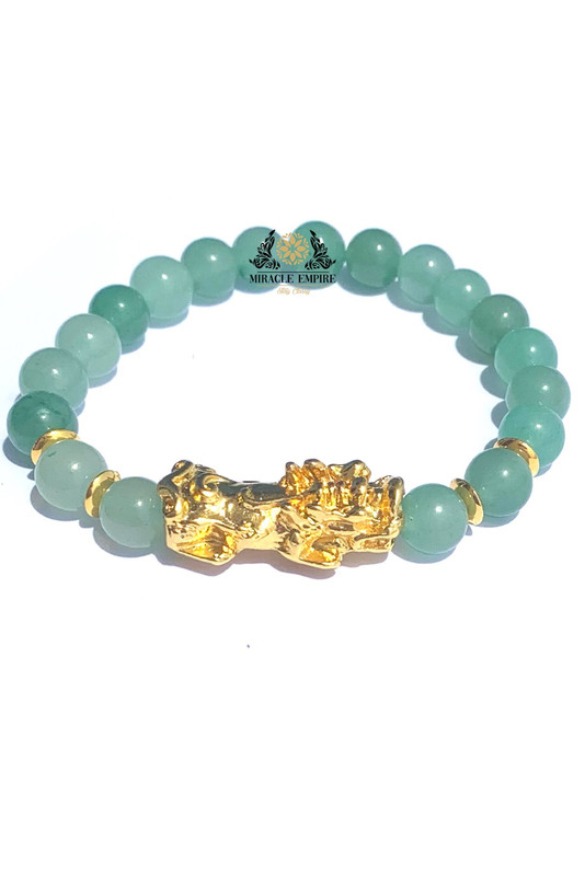 Pi Yao Pi Xiu Natural Aventurine Bracelet Promotes Compassion Encouraging Perseverance Leadership 8mm