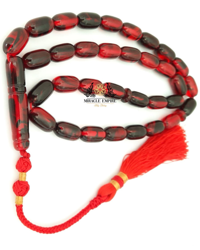 Prayer Beads Tasbeeh Beads Natural Red Amber Sand Handmade Tassel - Image 3
