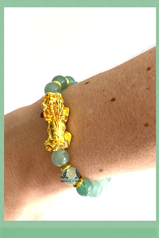Pi Yao Pi Xiu Natural Aventurine Bracelet Promotes Compassion Encouraging Perseverance Leadership 8mm - Image 2