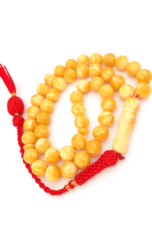 Prayer Beads Amber Sand Sunshine. Natural Amber Smell. Red Handmade Tassel - Image 3