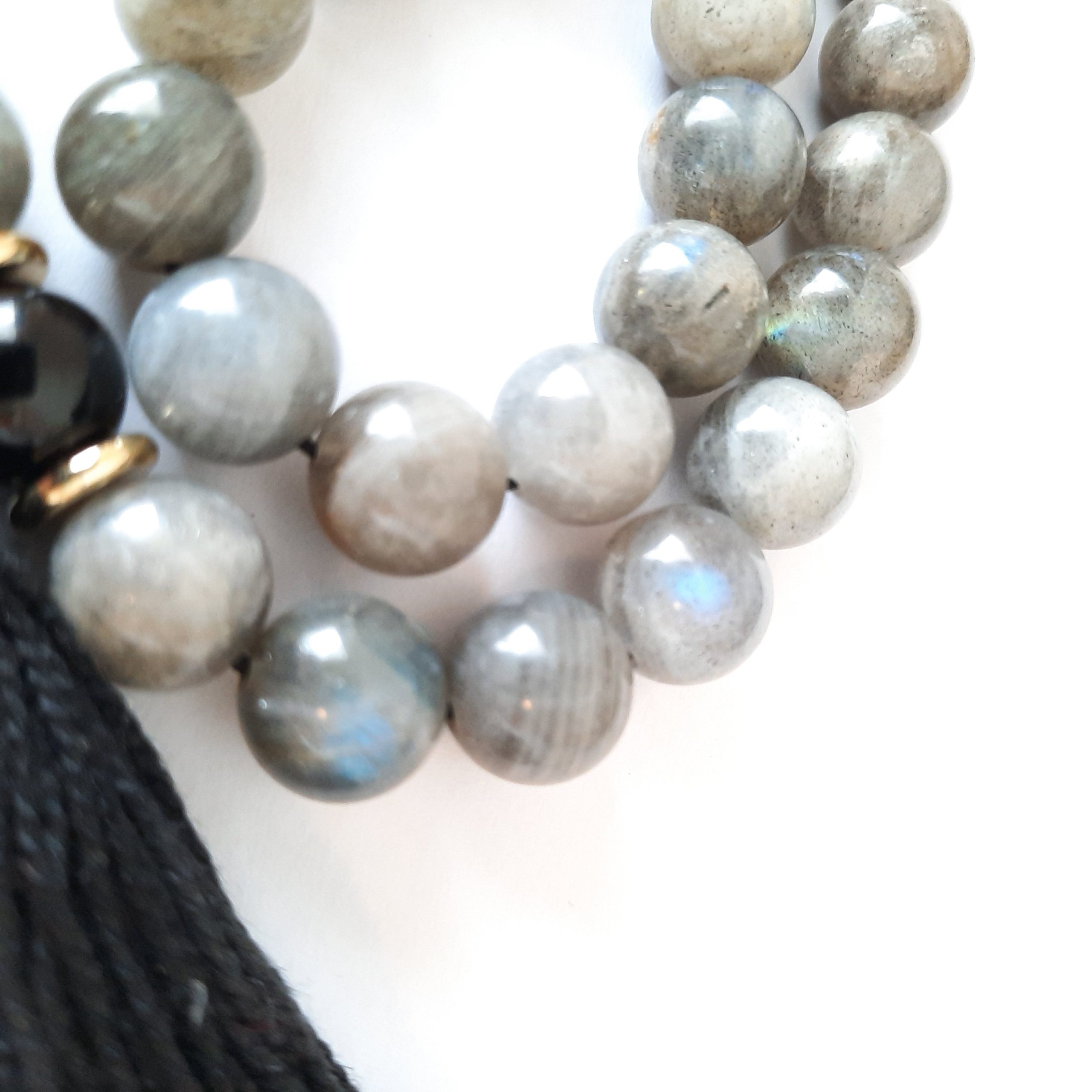 Madagascar Labradorite, Onyx and 18k Gold Plated Beads - Image 2