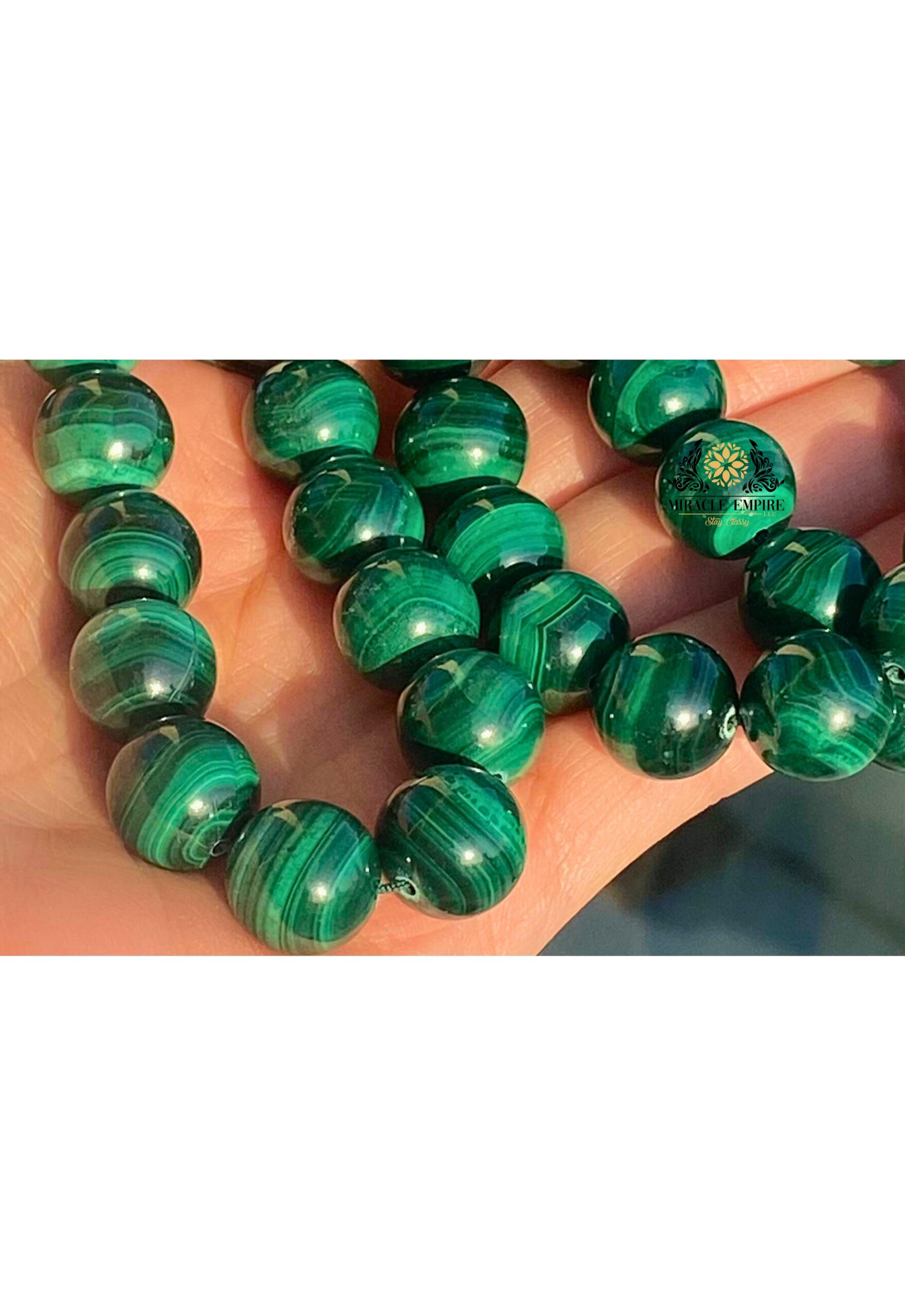 Exclusive Genuine Malachite And Sea Shell Misbaha 33 Prayer Bead With Gold Plated Stainless Steel Accessories Tasbeeh - Image 2