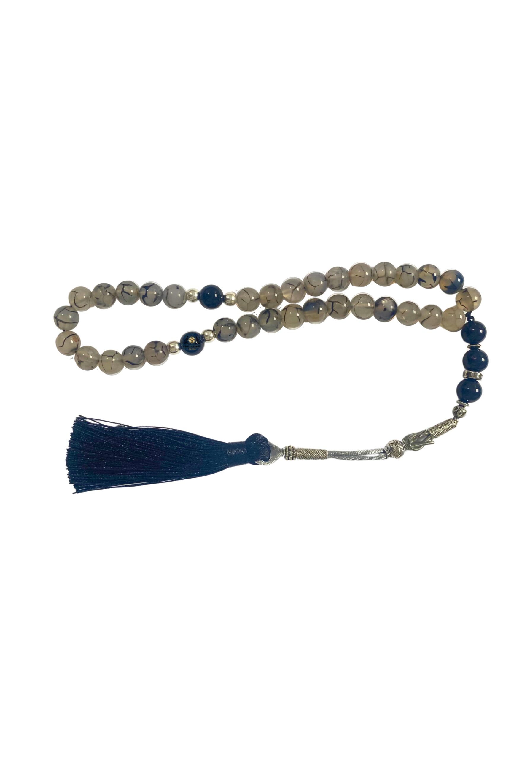 Misbaha Prayer Bead 33 Genuine Onyx And Black Veins Agate 10MM Tasbih - Image 3
