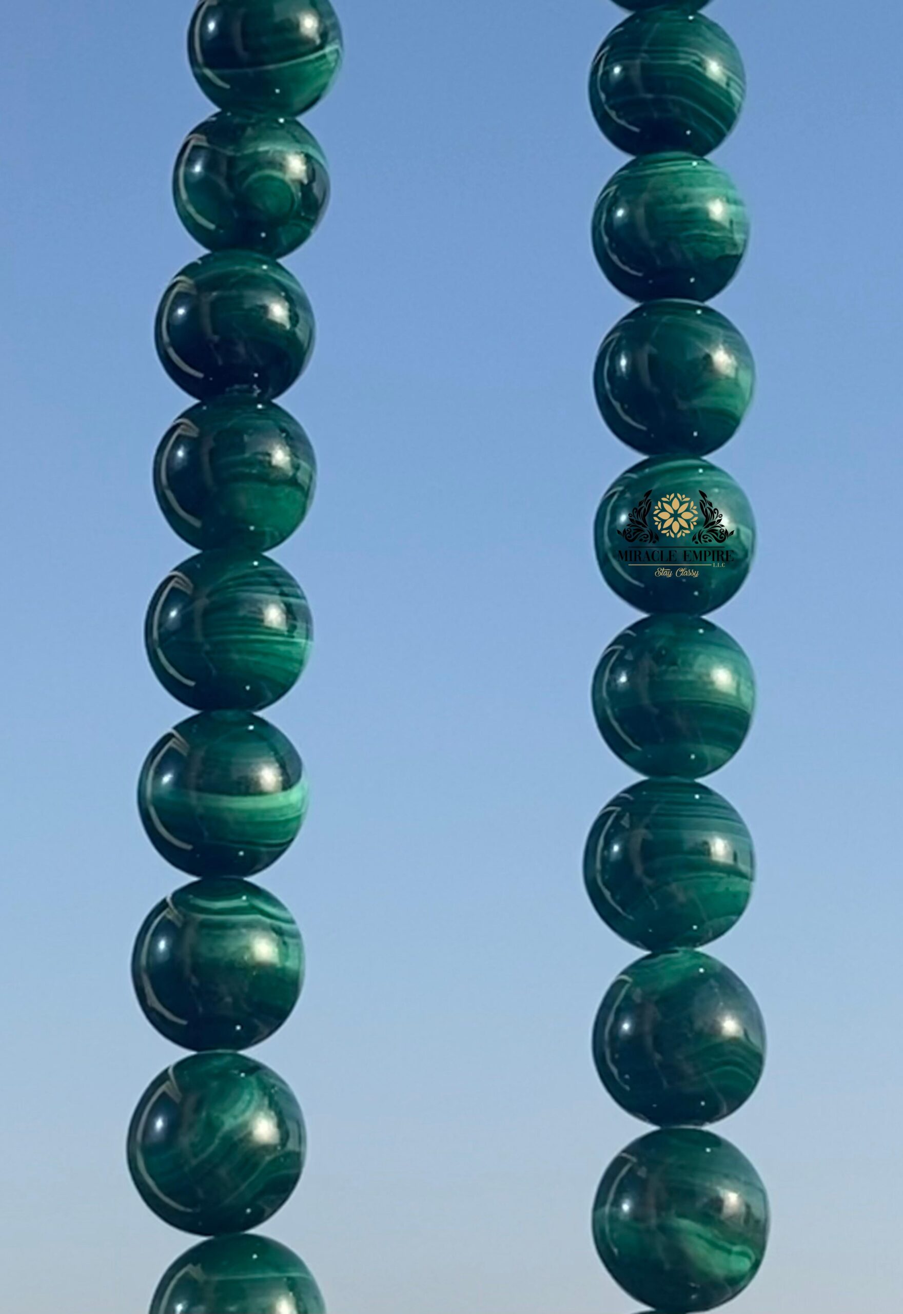 Exclusive Handmade Tasbeeh Design 33 Prayer Bead Genuine Malachite And 4 Sea Shell Clovers With With 100% Cotton Tassel Masbaha - Image 5