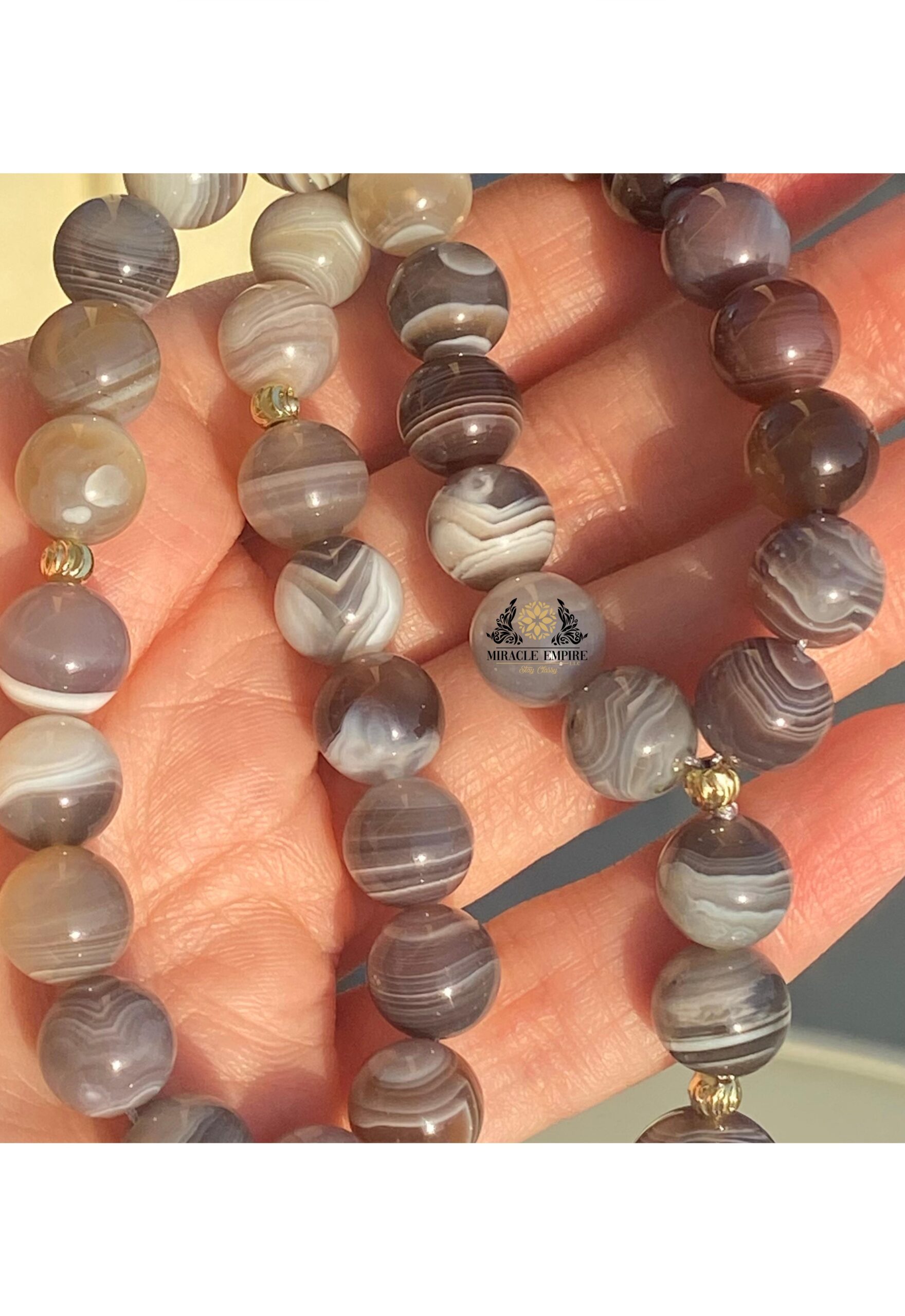 Rare And Unique Design Handmade Masbaha 33 Prayer Bead Genuine Gray Agate Gold Plated Accessories 100% Gray Silk Tassel Tasbih - Image 3