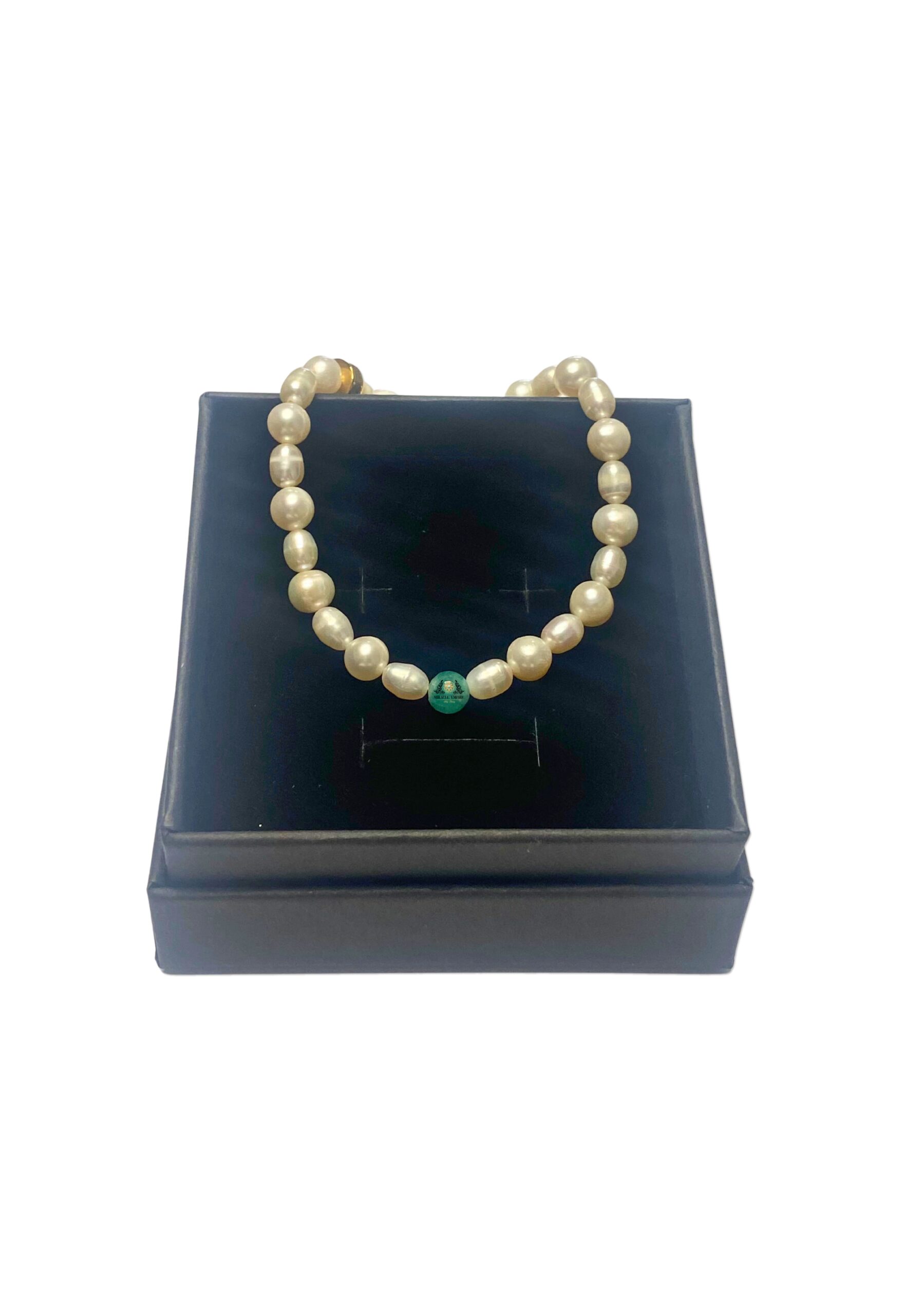 Man Bracelet 6mm Natural Genuine Pearls and Colombian Emerald silver and gold plated clasp promotes enlightment of your mind improve the mood and selflove Man Size Bracelet Man - Image 3