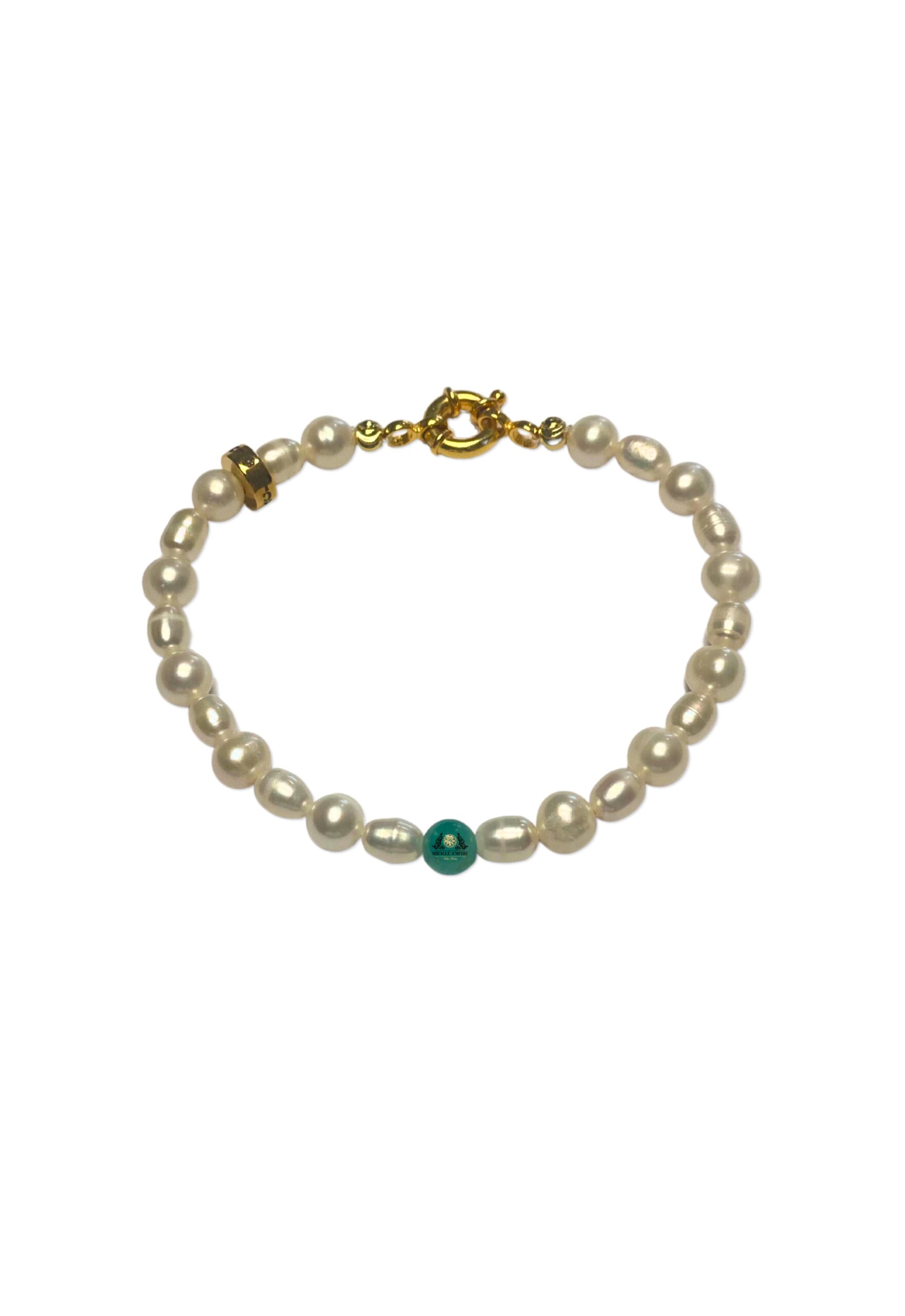 Man Bracelet 6mm Natural Genuine Pearls and Colombian Emerald silver and gold plated clasp promotes enlightment of your mind improve the mood and selflove Man Size Bracelet Man