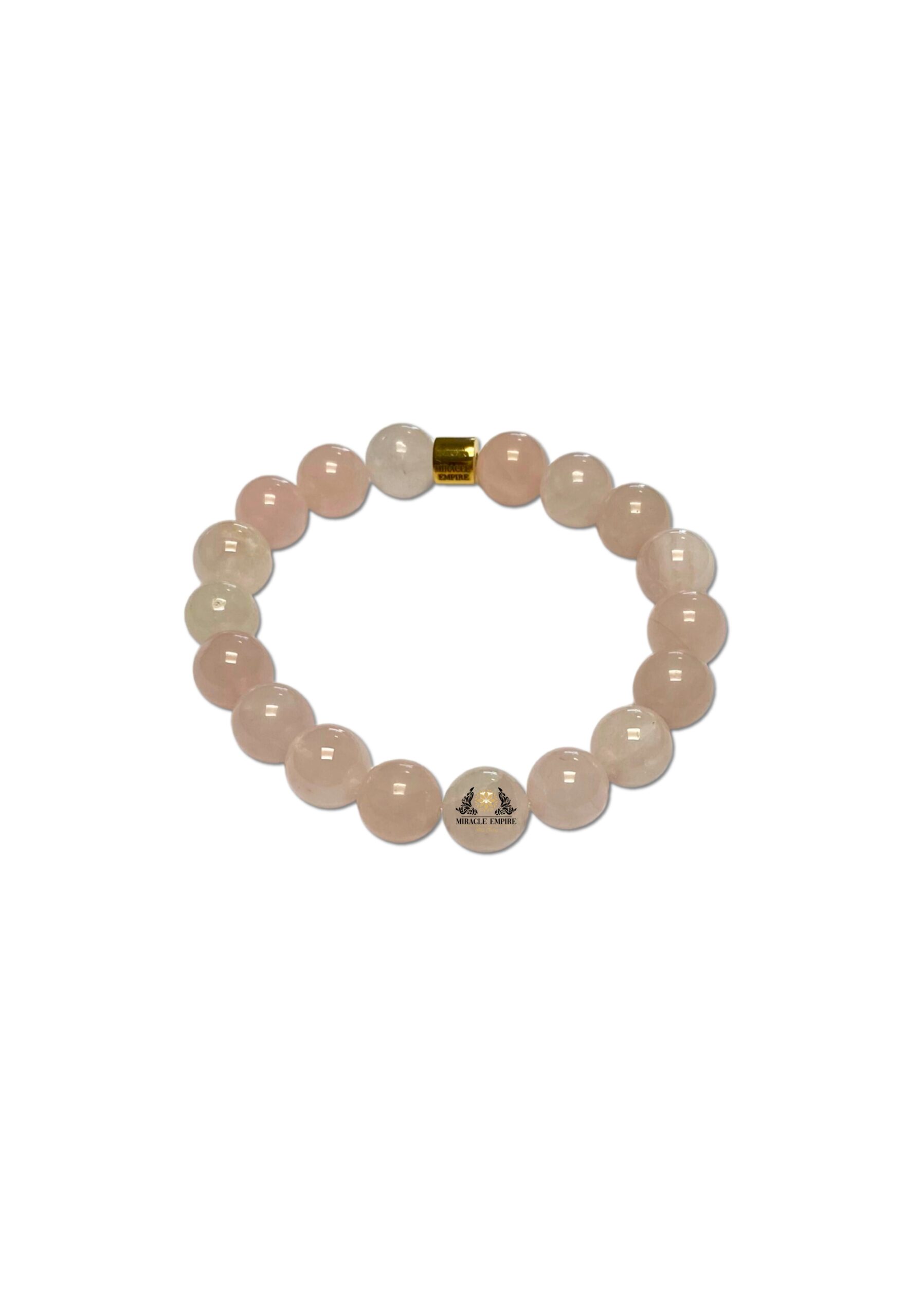 Man Bracelet 10mm Natural Genuine Rose Quartz helps to reach and attract unconditional love and infinite peace Men Size Bracelet Man